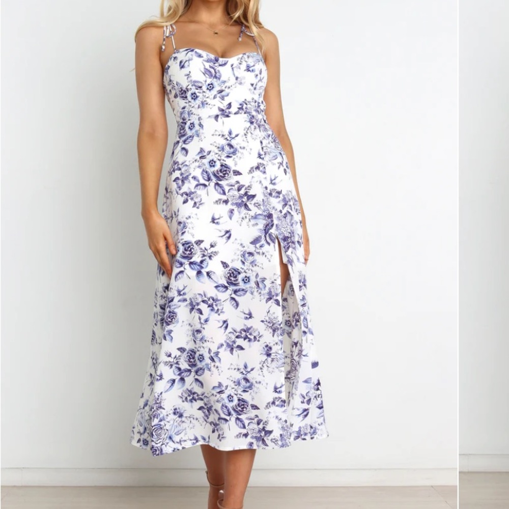 white floral petal & pup dress